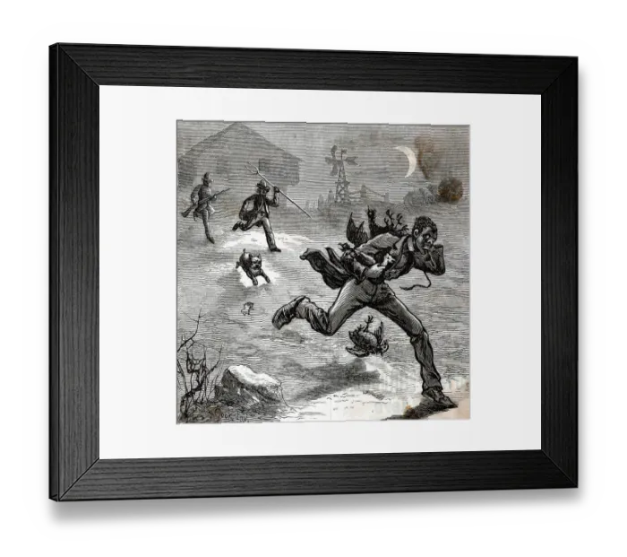 Framed Print : African American Man Running From Whites