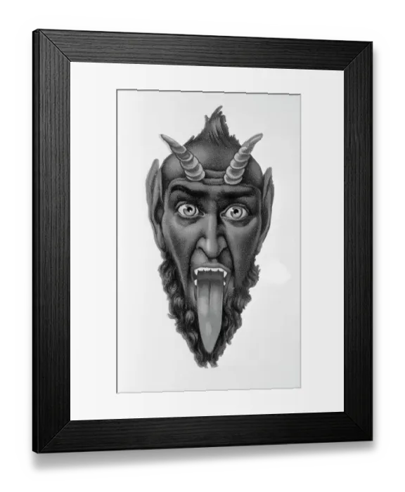 Framed Print : Head Of Devil With Tongue Out Framed Print : Head Of Devil With Tongue Out