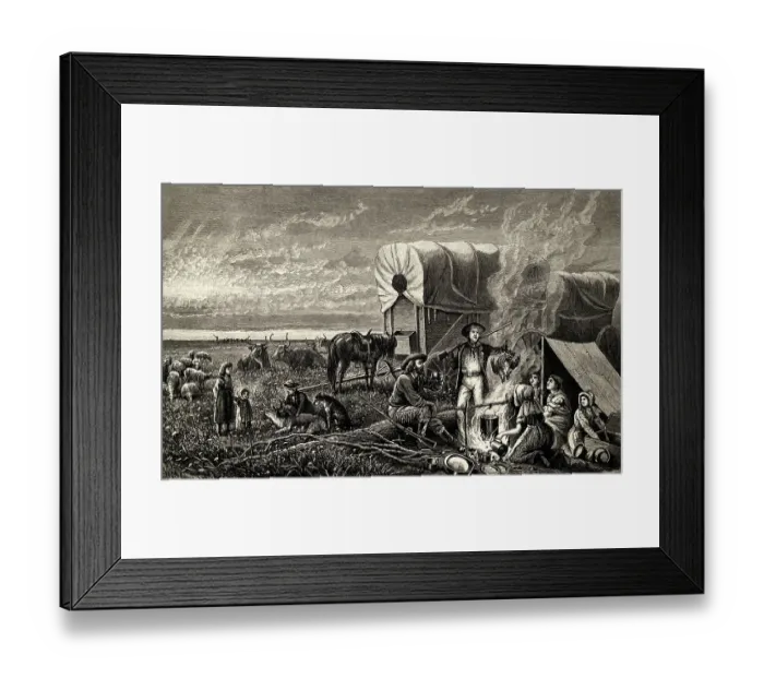 Framed Print : Emigrants To The West Illustration Framed Print : Emigrants To The West Illustration