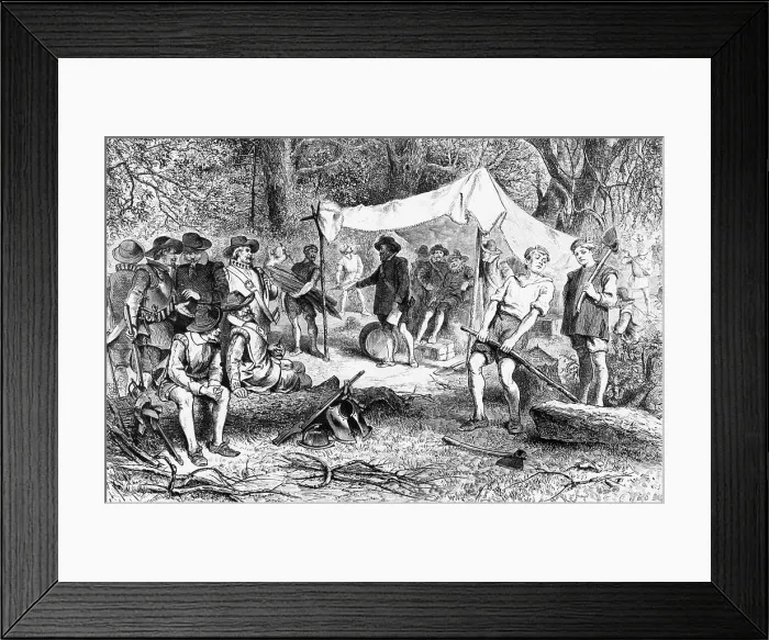 Framed Print : Illustration of Settlers at Jamestown, Virginia Framed Print : Illustration of Settlers at Jamestown, Virginia