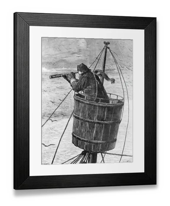 Framed Print : Illustration of a Sailor In Crows Nest Framed Print : Illustration of a Sailor In Crows Nest