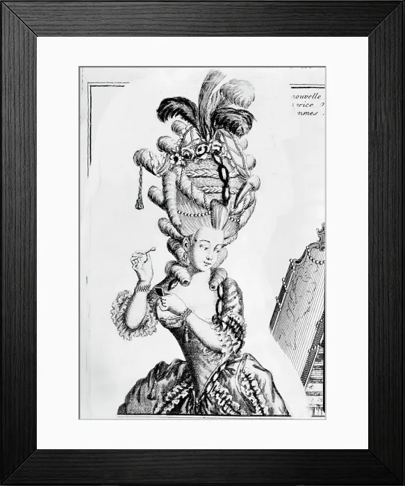 Framed Print : Illustration of 18th-Century Woman With Ridiculous Headpiece