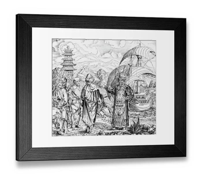 Framed Print : Marco Polo Arriving In China, Illust Framed Print : Marco Polo Arriving In China, Illust