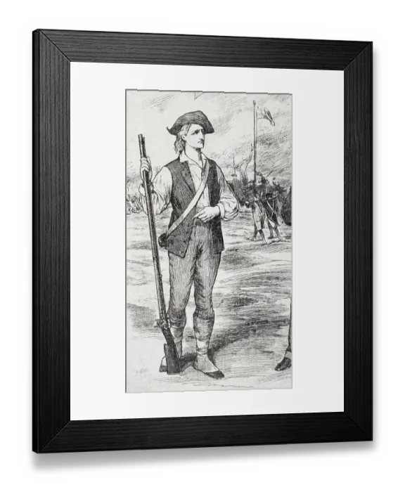 Framed Print : Illustration of a Minute Man Of The Revolutionary War Framed Print : Illustration of a Minute Man Of The Revolutionary War