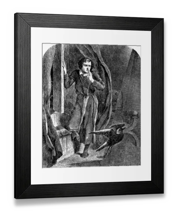 Framed Print : Illustration To Edgar Allen Poe'S Raven Framed Print : Illustration To Edgar Allen Poe'S Raven
