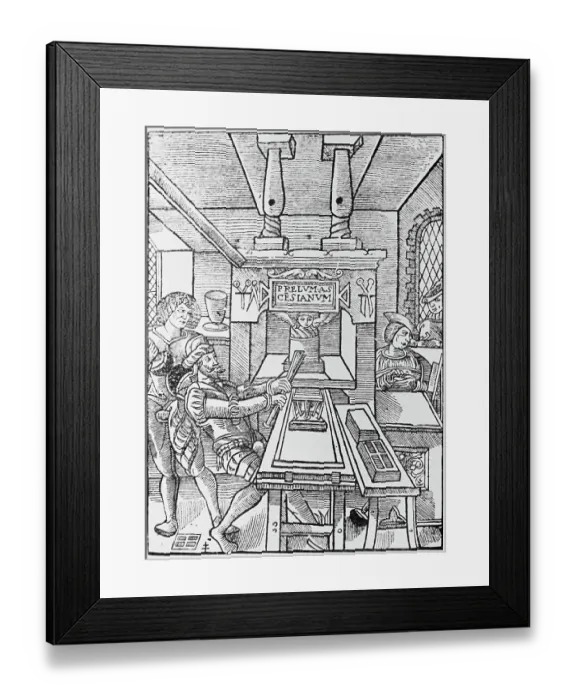 Framed Print : Early Printing Press / Printer Of Paris Framed Print : Early Printing Press / Printer Of Paris