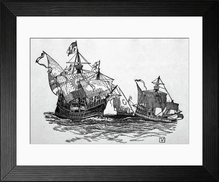Framed Print : Illustration of the Santa Maria, Pinta and Nina Framed Print : Illustration of the Santa Maria, Pinta and Nina
