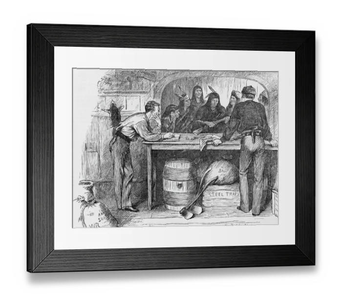 Framed Print : 19th-Century Illustration of Fur Traders at Hudson Bay Trade Shop Framed Print : 19th-Century Illustration of Fur Traders at Hudson Bay Trade Shop