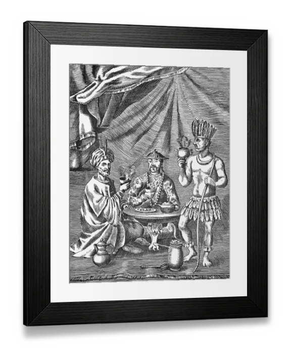 Framed Print : Illustration of Men Drinking Chocolate Framed Print : Illustration of Men Drinking Chocolate