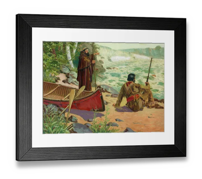 Framed Print : Illustration of Louis Hennepin at the Falls of Saint Anthony Framed Print : Illustration of Louis Hennepin at the Falls of Saint Anthony