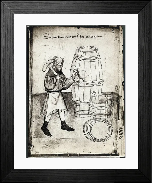 Framed Print : Illustration of Barrel Designer with Tools Framed Print : Illustration of Barrel Designer with Tools