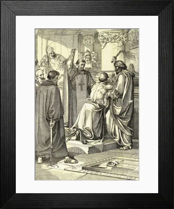 Framed Print : Illustration of Henry II Symbolically Whipped At Tomb of Archbishop Thomas Becket Framed Print : Illustration of Henry II Symbolically Whipped At Tomb of Archbishop Thomas Becket