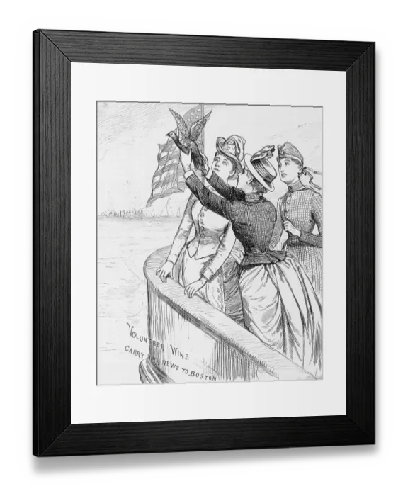 Framed Print : Women Release Messenger Pigeon From Boat Framed Print : Women Release Messenger Pigeon From Boat