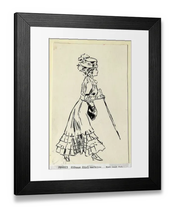 Framed Print : Illustration / Gibson Girl Walking Framed Print : Illustration / Gibson Girl Walking