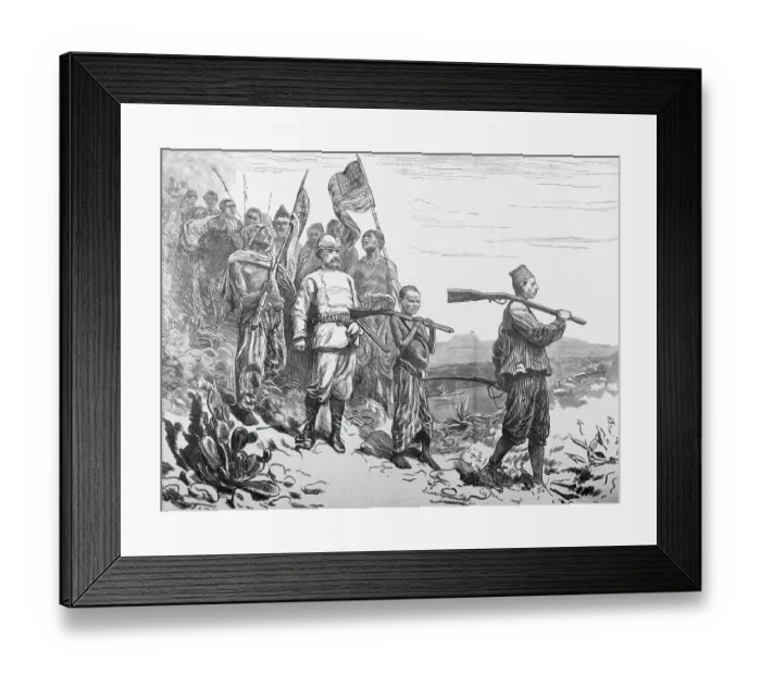 Framed Print : Illustration of Sir Henry Morton Stanley and His Party Crossing Terrain