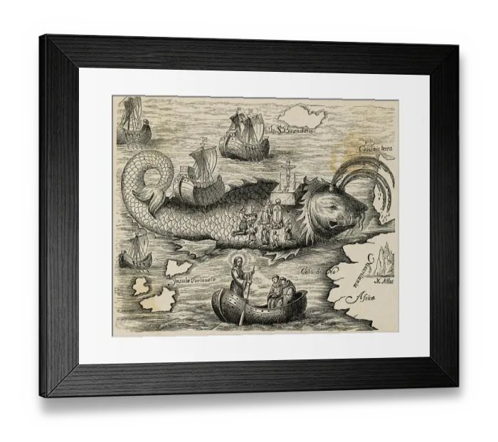 Framed Print : Illustration Depicting Brendan the Voyager Framed Print : Illustration Depicting Brendan the Voyager