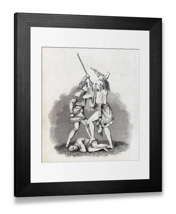 Framed Print : Daniel Boone Fighting W / Native Americans