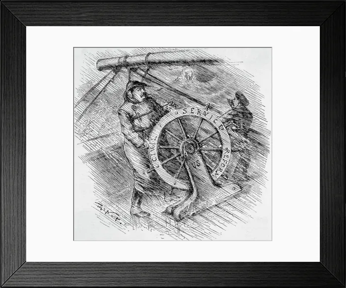Framed Print : Cartoon of President Grover Cleveland on Ship Framed Print : Cartoon of President Grover Cleveland on Ship