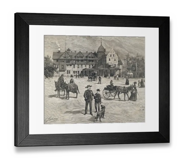 Framed Print : Illustration of Colorado Springs Settlers During Daily Routines Framed Print : Illustration of Colorado Springs Settlers During Daily Routines