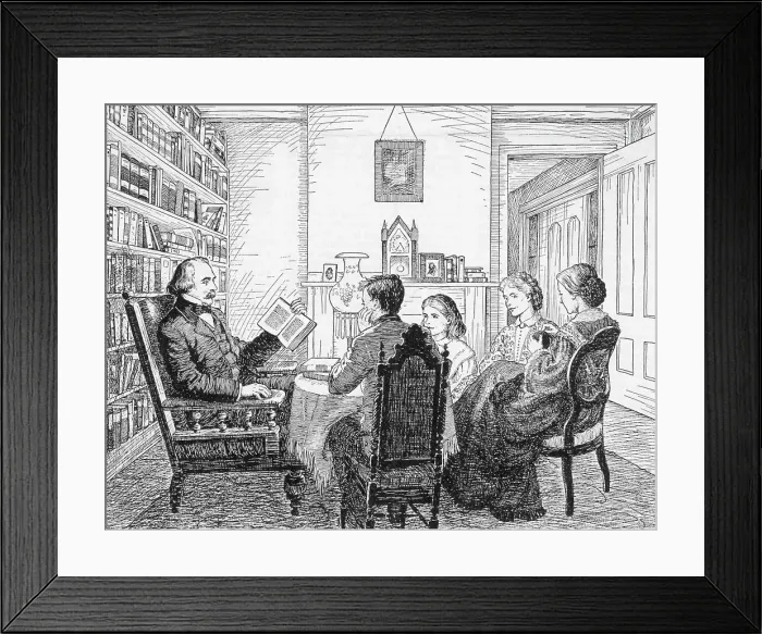 Framed Print : Nathaniel Hawthorne Reading To Family