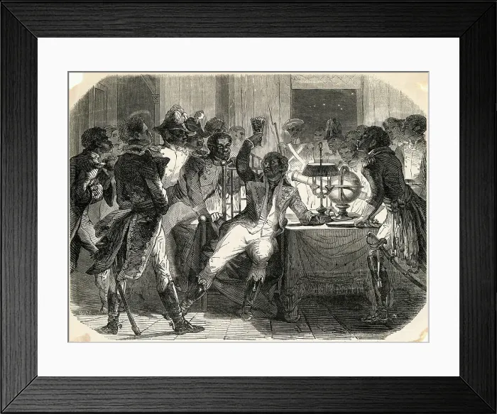 Framed Print : Illustration of Toussaint L'Ouverture Meeting with His Men Framed Print : Illustration of Toussaint L'Ouverture Meeting with His Men
