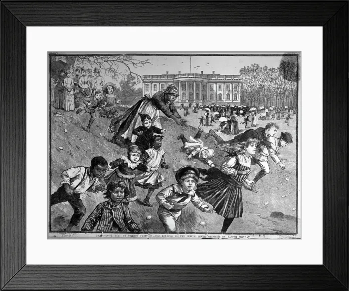Framed Print : Nanny Runs After Children By White House Framed Print : Nanny Runs After Children By White House