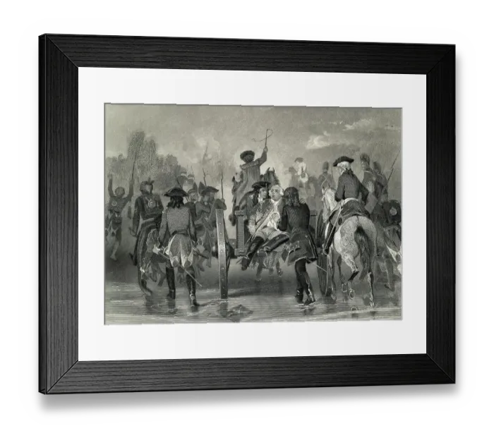 Framed Print : Engraving of General Braddock in Retreat