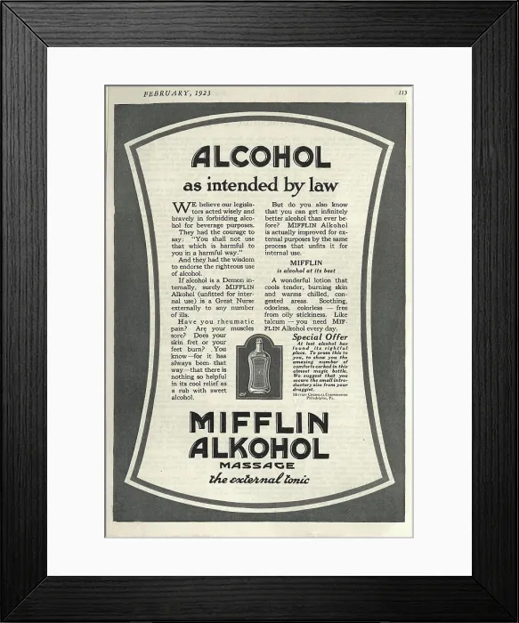 Framed Print : Advertisement for Mifflen Alkohol Framed Print : Advertisement for Mifflen Alkohol