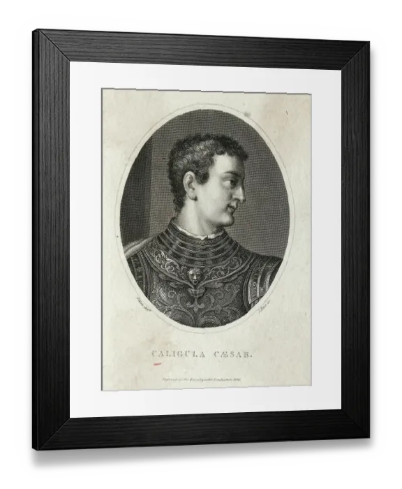 Framed Print : Caligula Caesar In Engraving / Oval Frame Framed Print : Caligula Caesar In Engraving / Oval Frame