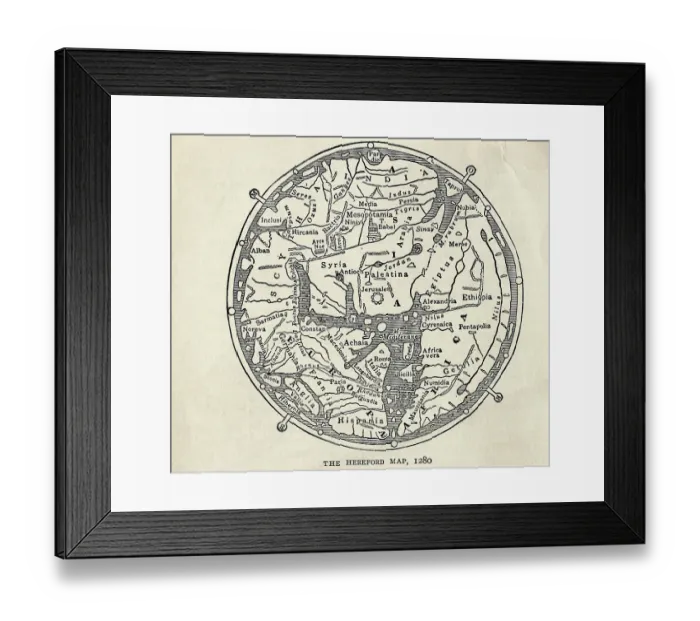 Framed Print : Hereford Map of the World from 1280 Framed Print : Hereford Map of the World from 1280