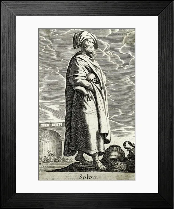 Framed Print : Illustration of Athenian Poet Solon with Skull in Arm Framed Print : Illustration of Athenian Poet Solon with Skull in Arm