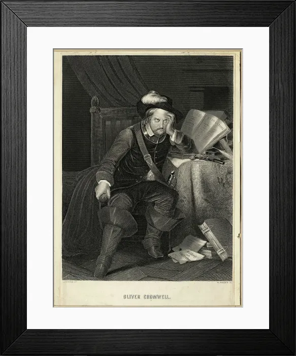 Framed Print : Engraving Of Oliver Cromwell Brooding Framed Print : Engraving Of Oliver Cromwell Brooding