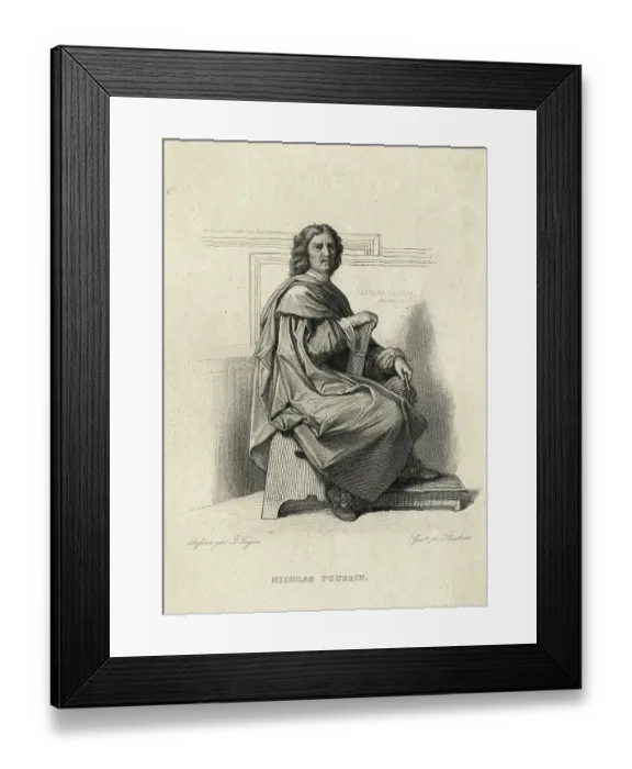 Framed Print : Engraving after Self-Portrait by Nicolas Poussin