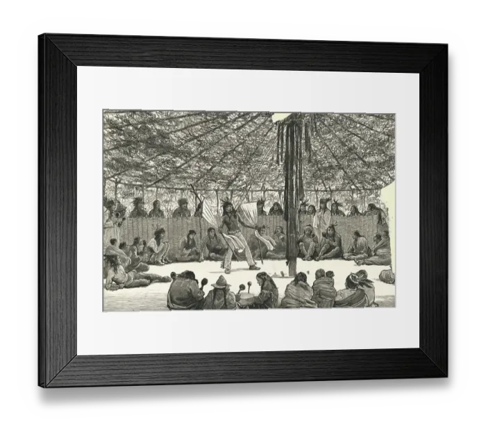 Framed Print : Illustration of Ceremonial Sun Dance Framed Print : Illustration of Ceremonial Sun Dance