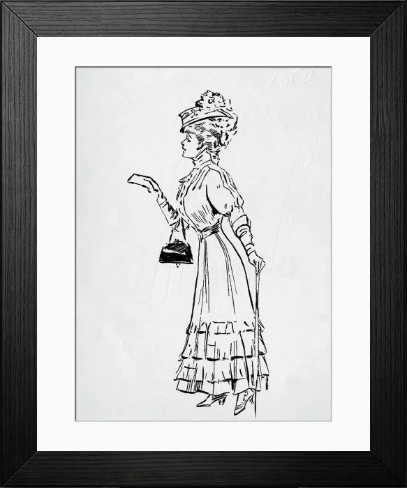 Framed Print : Gibson Girl Reading / Illustration Framed Print : Gibson Girl Reading / Illustration