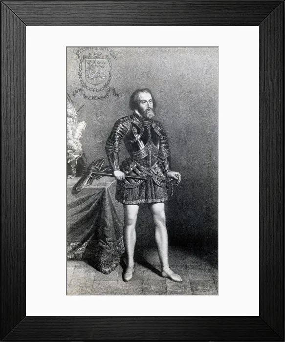 Framed Print : Illustration of Conquistador Cortez Framed Print : Illustration of Conquistador Cortez