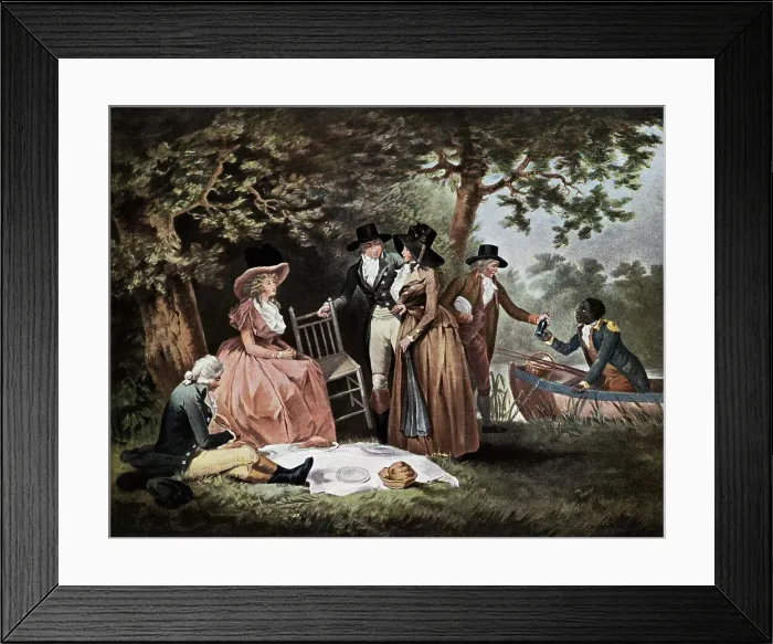 Framed Print : Group Picnic by River Framed Print : Group Picnic by River
