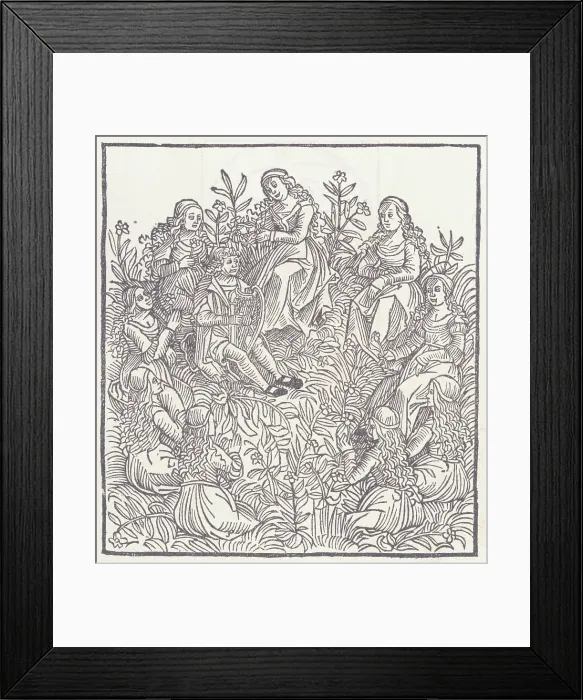 Framed Print : Illustration of Musicians in a Field Framed Print : Illustration of Musicians in a Field