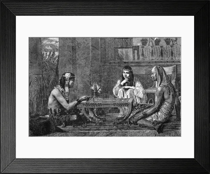 Framed Print : Illustration of Egyptians Playing Chess with Servant Framed Print : Illustration of Egyptians Playing Chess with Servant