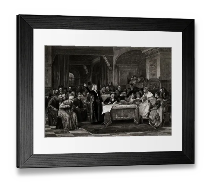 Framed Print : Illustration Showing Christopher Columbus at Queen Isabella's Court Framed Print : Illustration Showing Christopher Columbus at Queen Isabella's Court