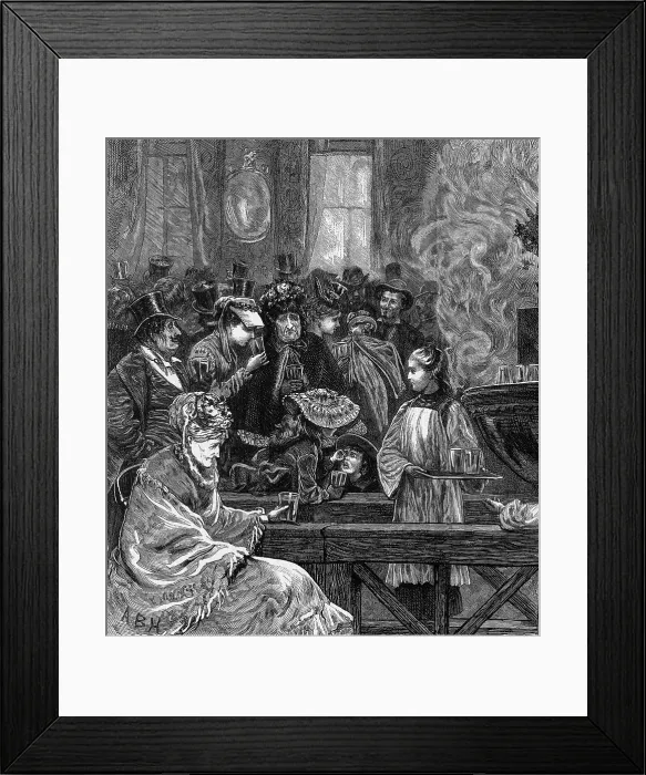 Framed Print : Illustration of Citizens Indulging Water at Spa Framed Print : Illustration of Citizens Indulging Water at Spa