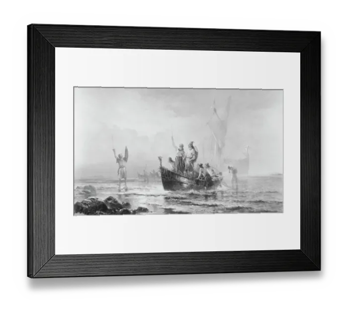Framed Print : Illustration Depicting Landing of Leif Eriksson Framed Print : Illustration Depicting Landing of Leif Eriksson