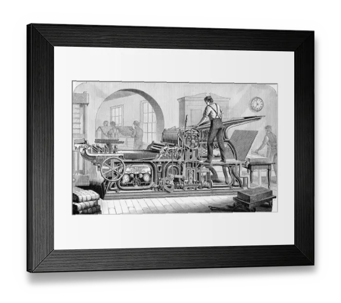 Framed Print : Man Operating Cylinder Printing Press Framed Print : Man Operating Cylinder Printing Press