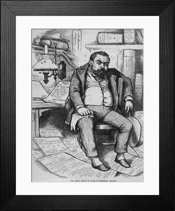 Framed Print : Thomas Nast Trying To Come Up W / Cartoon Framed Print : Thomas Nast Trying To Come Up W / Cartoon