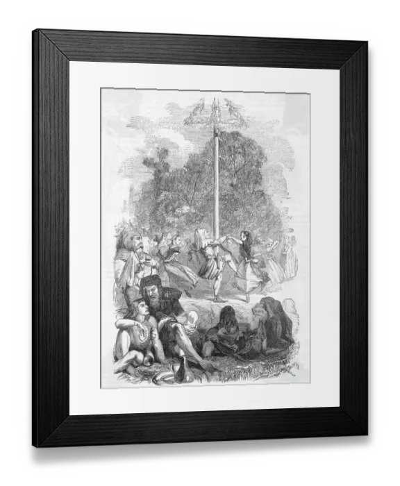 Framed Print : Line Drawing of English Merrymaking Framed Print : Line Drawing of English Merrymaking
