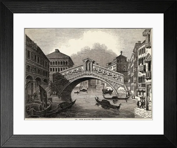 Framed Print : Illustration of Rialto over Grand Canal at Venice Framed Print : Illustration of Rialto over Grand Canal at Venice