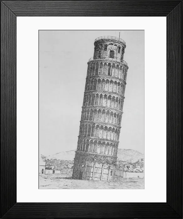 Framed Print : Illustration of Leaning Tower of Pisa Framed Print : Illustration of Leaning Tower of Pisa