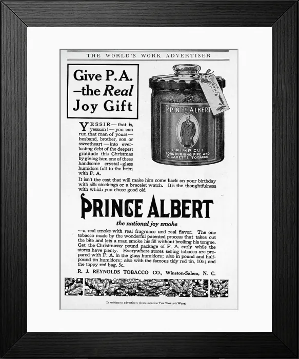 Framed Print : Advertisement For Prince Albert Tobacco Framed Print : Advertisement For Prince Albert Tobacco