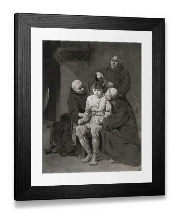 Framed Print : Friar Cutting Prisoner's Hair Framed Print : Friar Cutting Prisoner's Hair