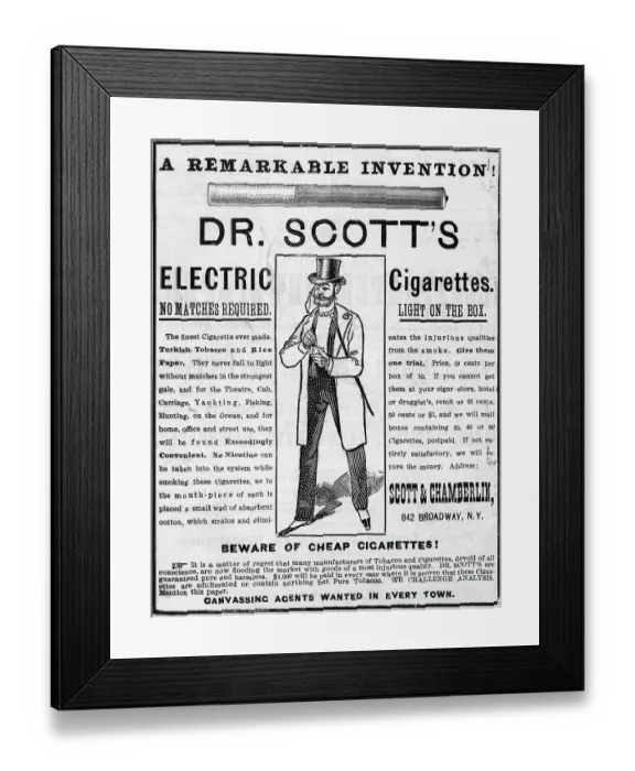 Framed Print : Advertisement For Dr Scott'S Cigarettes